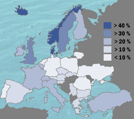 Les taux de pénétration de Facebook en Europe