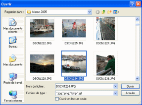 Sélection des images