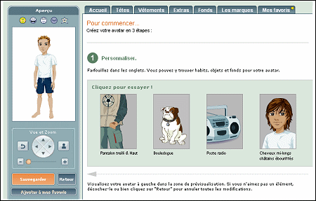 Personnalisation de l'avatar