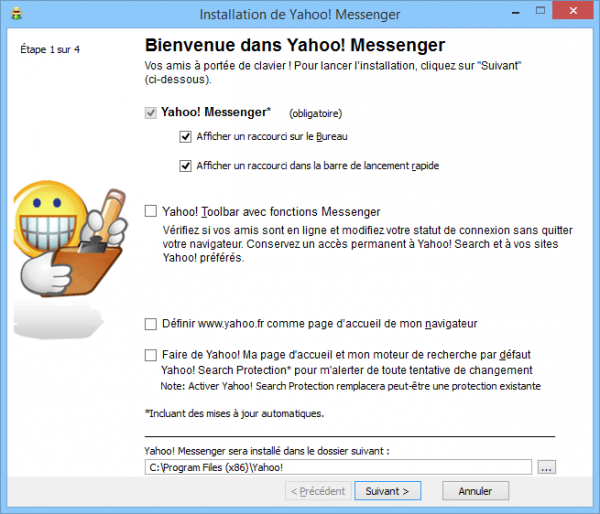 Installation personnalisée de Yahoo Messenger