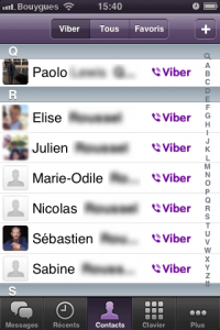 L'interface de Viber