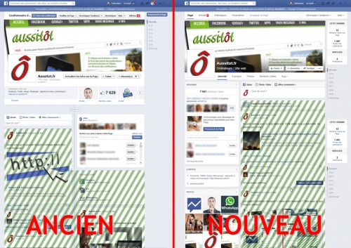 Ancienne vs nouvelle page Facebook