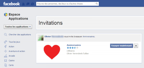 Inivtations App Center Facebook