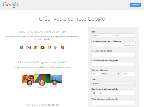 Créer un compte Google