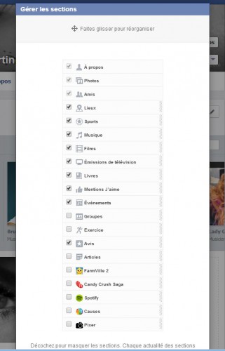 Gérer les sections Facebook