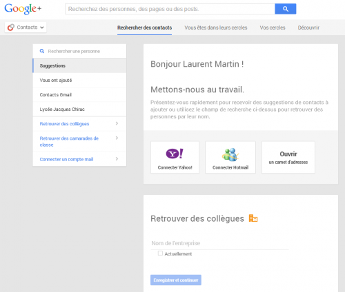 Rechercher des contacts Google+