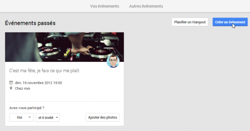 Créer un événement Google+