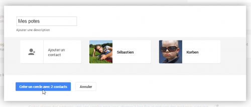 Google+ - Donner un nom au cercle