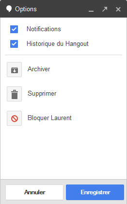 Hangouts - options