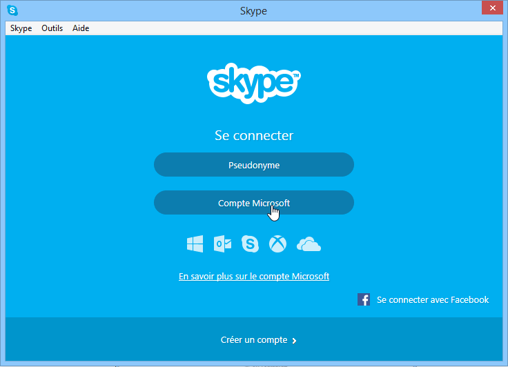  Se  connecter   Skype  avec son identifiant Windows Live 