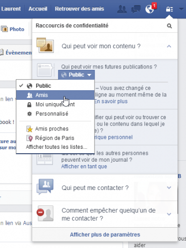 Facebook - confidentialité du contenu