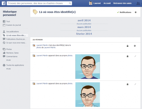 Facebook - Là où vous êtes identifié