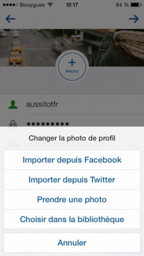 Instagram - Importer photo