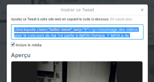 Insérer le tweet