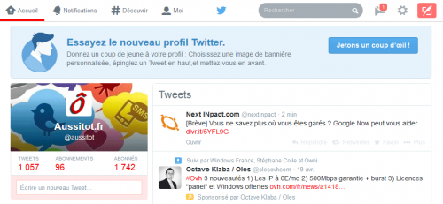 Installer le nouveau profil Twitter