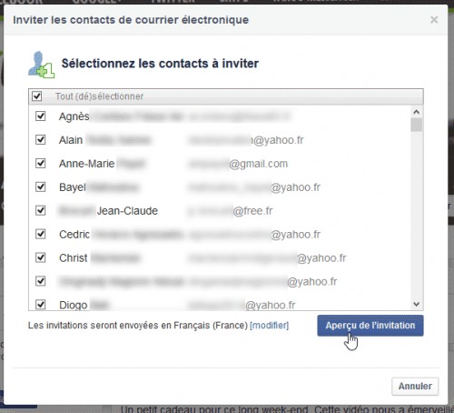 Contacts à inviter